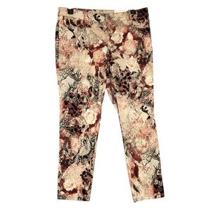 NWT Chico’s cream khaki pink maroon black floral lace print jeggings jeans 14P